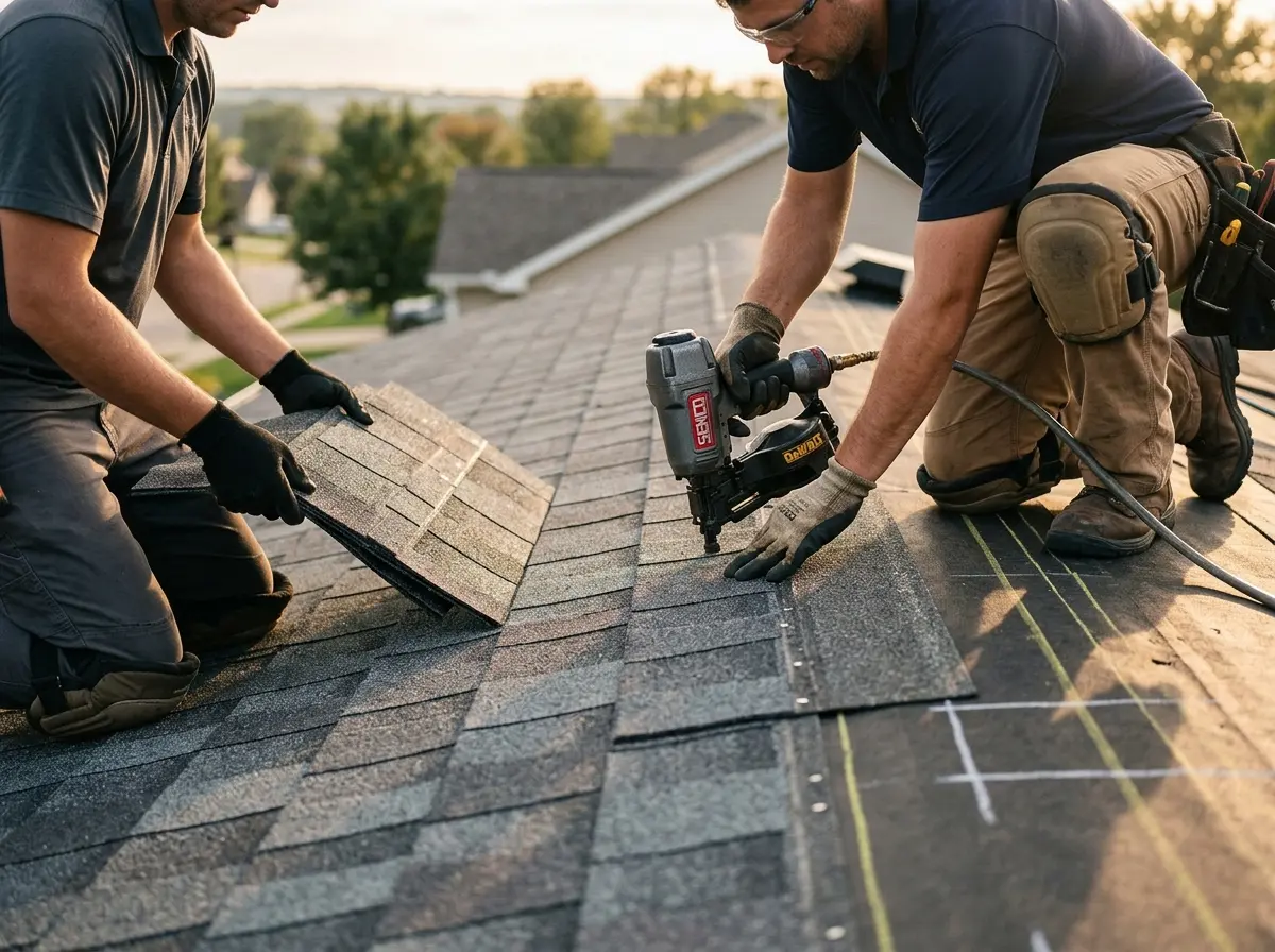 Professional roofer working on a residential roof in South San Francisco